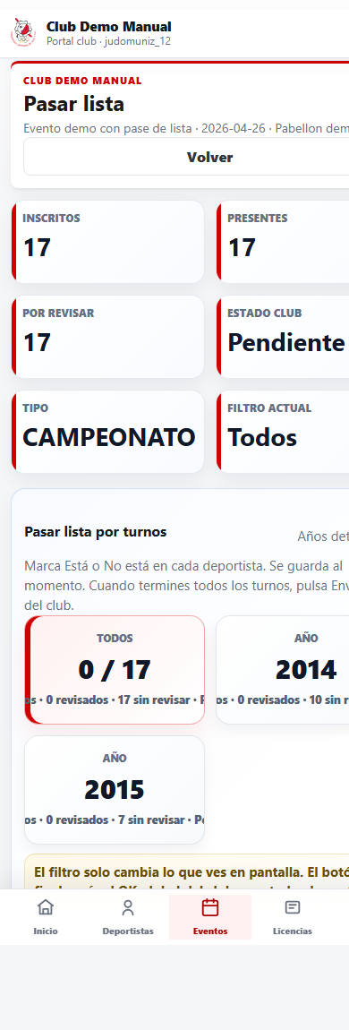 Pase de lista del portal en m&oacute;vil