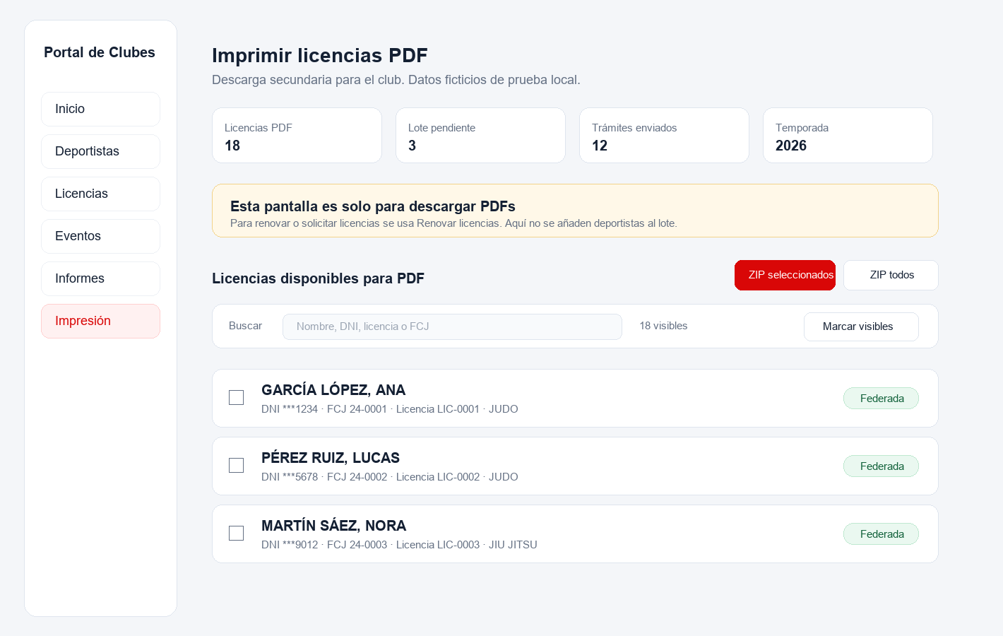 Descarga e impresi&oacute;n de licencias